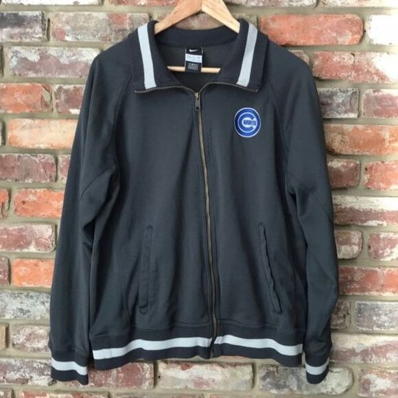 Nike Chicago Cubs Large Long Sleeve Zip Up Jacket Logo Vintage Retro Baseball - Picture 1 of 6